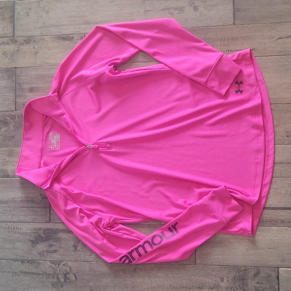Under Armour Girls Heatgear Pink Quarter-Zip - Size XL